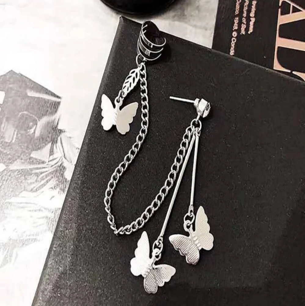 *Audrey* Butterfly Cuff and Chain Earrings - Picture 4 of 4